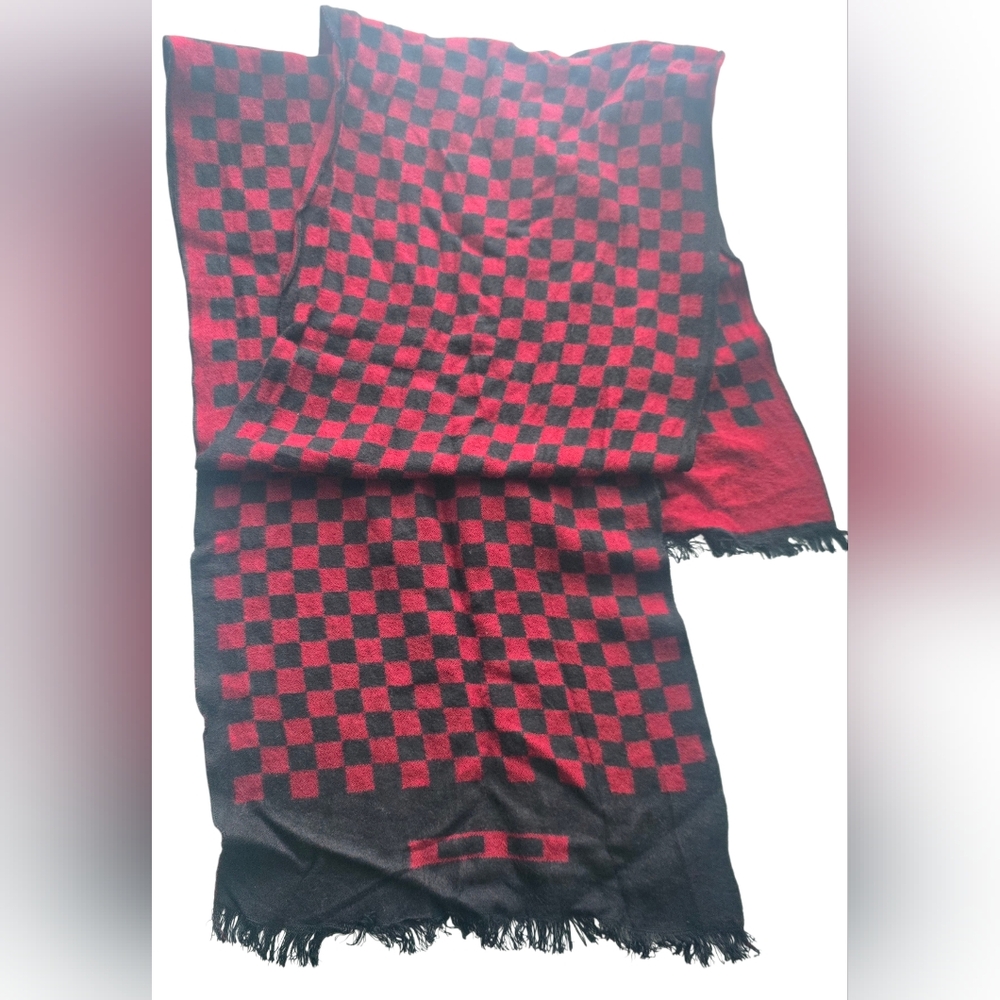 Burgendy and Black Pashmina Checkered  Buffallo Paid Scarf